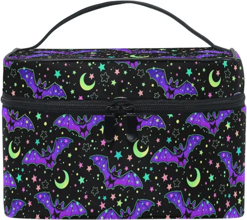 Miniatura 7 de Bolsa de Maquillaje, Estuche de Maquillaje Organizador de Viaje con Diseño de Calavera y Flores, Estuche de Cosméticos, Bolsas de Aseo para Niñas