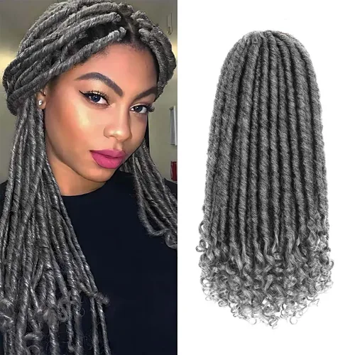 Miniatura 36 de 6 paquetes de cabello de ganchillo Goddess Locs, locs falsos rectos de 12 pulgadas para ganchillo, extensiones de cabello sintético suave rizado