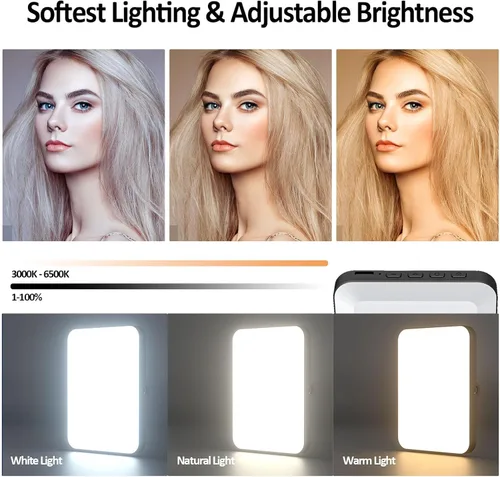 Miniatura 2 de XINBAOHONG - Luz recargable para selfie, luz de relleno con clip para teléfono, laptop, tableta, luz portátil para videoconferencia, transmisión