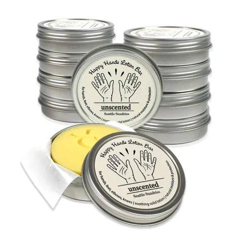 Miniatura 3 de Seattle Sundries Cera de abeja natural sin perfume y manteca de karité, 6 barras de loción sólidas hechas a mano (1.15 onzas) en latas, hidratan