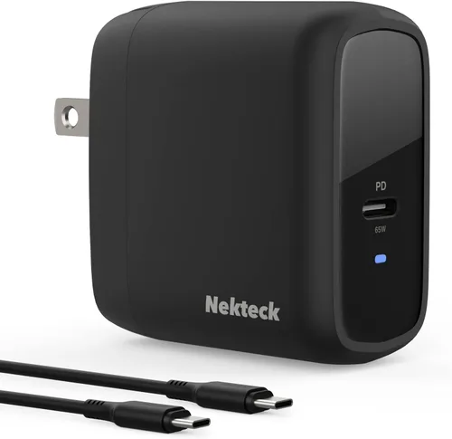 Miniatura 10 de Cargador USB C de 60 W de carga rápida, Nekteck GaN Tech PD 3.0 de carga rápida con enchufe plegable, compatible con MacBook Air/Pro, iPhone