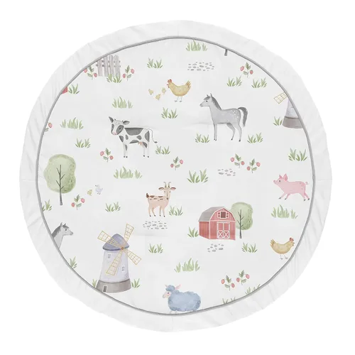 Sweet Jojo Designs Alfombra de juego con diseño de animales de granja para niño y niña, con acuarela, granja, caballo, vaca, oveja, cerdo