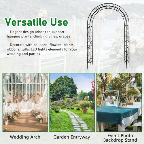 Miniatura 6 de VINGLI Cenador de jardín, arco para fiesta de ceremonia de boda, decoración de jardín de Navidad, enrejado de jardín de acero para escalada