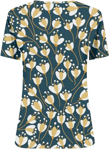 Miniatura 3 de Camisetas de verano para mujer, estilo casual, de algodón, de lino, estampadas, holgadas, de manga corta