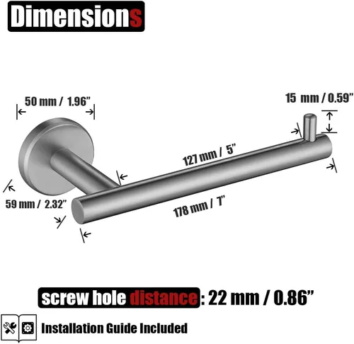 Miniatura 2 de JQK Soporte para Papel Higiénico, 5 Pulgadas Acero Inoxidable 304 Grosor 0.8mm Dispensador de Papel Higiénico para Baño, Sostiene Mega Rollos