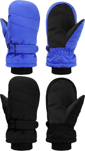 SATINIOR 2 pares de guantes de nieve para niños, impermeables, guantes de esquí de invierno cálidos y gruesos para niñas y niños