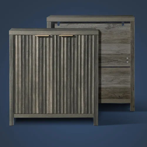 Miniatura 6 de Oakham Home Oxford - Armario de almacenamiento, aparador acanalado con estantes ajustables, consola moderna de acento Credenza, juego de 4