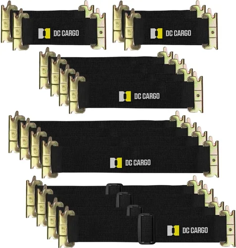 Miniatura 9 de DC Cargo Mall Correas E Track – Paquete de 4 – Correas de amarre ajustables y estándar resistentes de 12 a 22 pulgadas, compatibles con accesorios