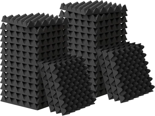 Miniatura 10 de Paquete de 12 paneles de 1.5" x 12" x 12" de espuma acústica, espuma de huevo adhesiva a prueba de sonido (diseño de insonorización más avanzado)