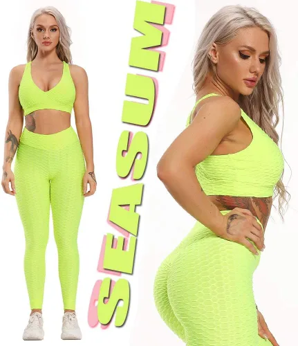 Miniatura 36 de SEASUM - Pantalones de yoga de cintura alta para mujer, con control de abdomen y realce de glúteos, leggings favorecedores para entrenar y correr