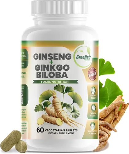 Miniatura 10 de GreeNatr - Tabletas de ginseng y ginkgo biloba - Súper alimento superior no transgénico/vegetariano – Potenciador de energía y activador cerebral