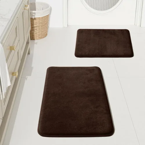 Miniatura 29 de HUXMEYSON Juego de alfombras de baño de 2 piezas, juego de alfombrillas antideslizantes y de secado rápido, alfombras de baño ultra suaves de Negro