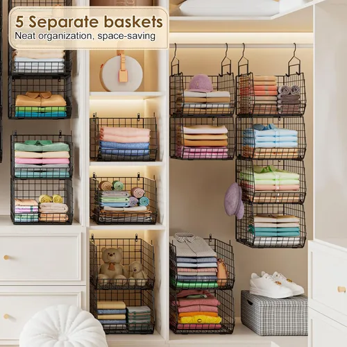 Miniatura 4 de Capacity Upgrade Edition Deeper - Organizador y almacenamiento plegable de armario de 4 pulgadas y 5 niveles, estantes de alambre y estante con 5