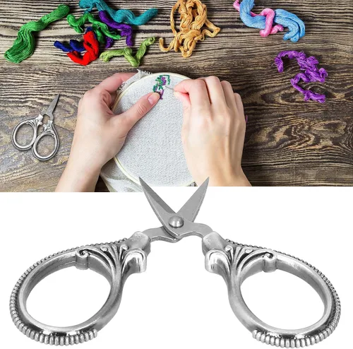 Miniatura 9 de Tijeras de costura de acero inoxidable Tijeras de costura de hilo portátil para bordado a sastre Tijeras de artesanía Cobre antiguo