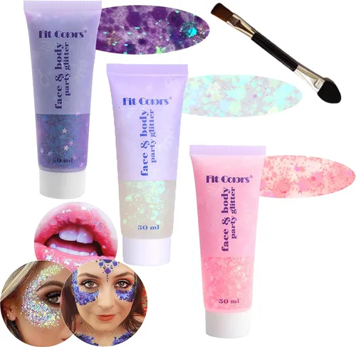 Miniatura 18 de Gel con purpurina para el cuerpo y la cara: Accesorios para conciertos de cantantes, disco, festival, rave, maquillaje con purpurina facial, 150 ml