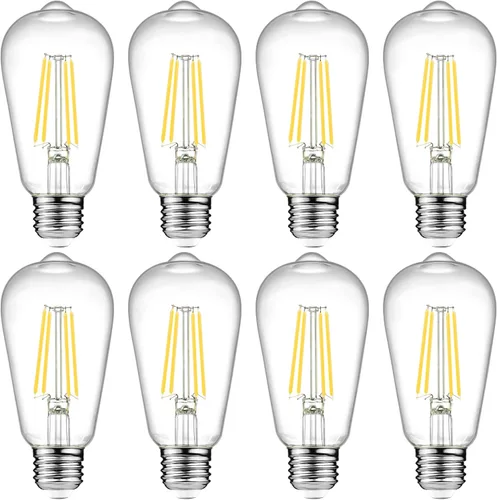 Miniatura 13 de Ascher - Bombillas LED Edison vintage, 6 W, equivalente a 60 W, no regulables, blanco cálido 2700 K, bombillas de filamento LED antiguas ST58