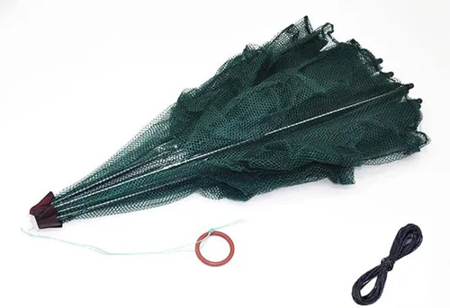 Miniatura 5 de Paquete de 2 trampas para cangrejos, trampa para peces de cangrejo, trampa plegable para cebo de pesca con cuerda de nailon de 18 pies para atrapar