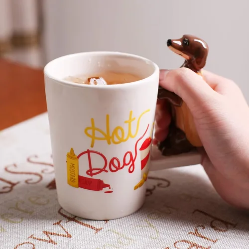 Miniatura 4 de Taza de cerámica para el hogar y la oficina, taza creativa de animales 3D de porcelana con asa para café, té, jugo, leche y agua, 13.5 onzas, taza