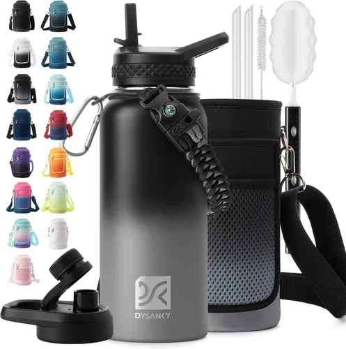 Miniatura 55 de DYSANKY Botella de agua aislada de 32 onzas, metal al vacío de acero inoxidable grueso, jarra de agua deportiva portátil para gimnasio y senderismo