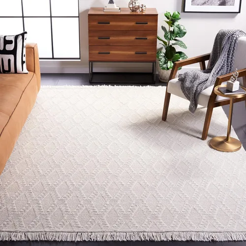 Miniatura 10 de SAFAVIEH Marbella Collection - Alfombra de pasillo de 2 pies 3 pulgadas x 8 pies, color marfil, hecha a mano, de lana con flecos, ideal para zonas