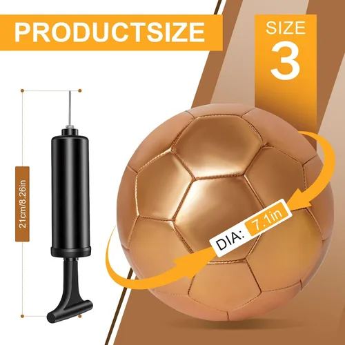 Miniatura 2 de Balón de fútbol dorado con purpurina con bomba y aguja, kit de pelota de fútbol para regreso a la escuela, regalos de cumpleaños, pelota