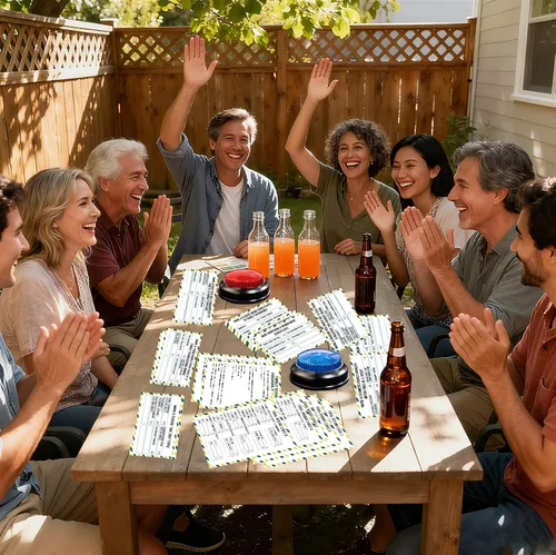 Miniatura 7 de Juego de Cartas Feud Familiar con 2 Timbres de Respuesta, Diversión de Noche de Juegos de Reunión Familiar Trivia para Fiestas de Reuniones