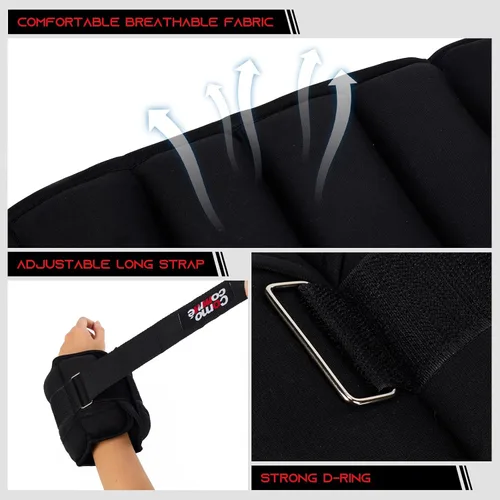 Miniatura 2 de Pesas ajustables para tobillo, 2, 3, 5 libras, 1 par de pesas de entrenamiento de fuerza, muñeca, pierna, brazo para mujeres, hombres, juego