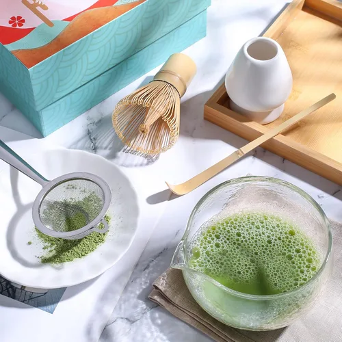 Miniatura 5 de ZENRC Kit completo de tazón y batidor de matcha, batidor de bambú tradicional japonés retro (Chasen), cuchara, cuenco de matcha de vidrio