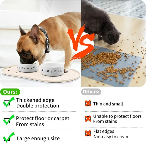 Miniatura 3 de KPWACD Alfombrilla de alimentación para perros y gatos, alfombrilla de silicona antideslizante y resistente al agua para cuencos, tapetes para Beige