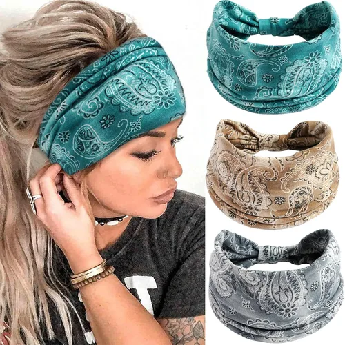Diademas bohemias para mujer, bandas suaves para el cabello, anudadas, elásticas, antideslizantes, bandeau, bandeau, yoga, correr, entrenamiento,
