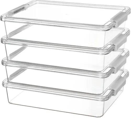 Miniatura 12 de Vtopmart Contenedores de almacenamiento de plástico de 6 cuartos con tapas, contenedores sensoriales transparentes, organizadores y almacenamiento