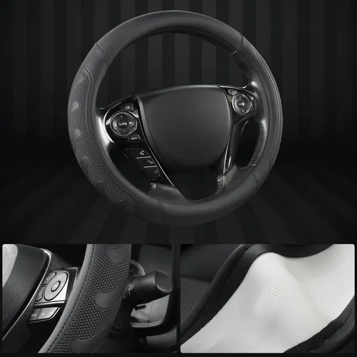 Miniatura 4 de GIANT PANDA Funda de Volante de Microfibra y Cuero para Honda Accord, Civic, CR-V, HR-V, Pilot (Negro-Tamaño Estándar)