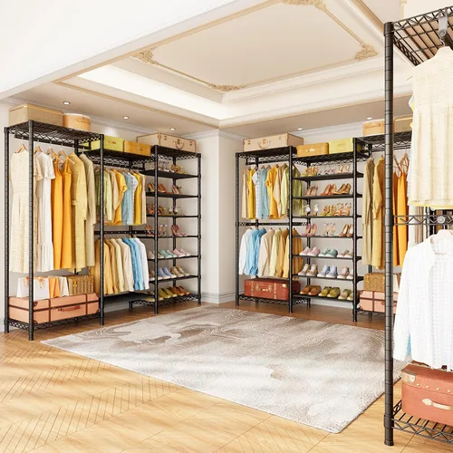 Miniatura 8 de ULIFHOME E16 - Perchero de ropa resistente (con zapatero ajustable de 7 niveles), perchero independiente para colgar ropa, organizador