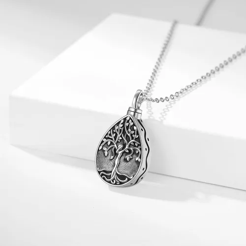 Miniatura 81 de Collar con colgante de urna de cenizas de cremación y árbol de la vida para mujer, plata de ley US1