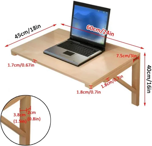 Miniatura 2 de Mesa flotante de hojas colgantes para montar en la pared, mesa de comedor plegable de madera maciza, escritorio de computadora multifunción, mesa