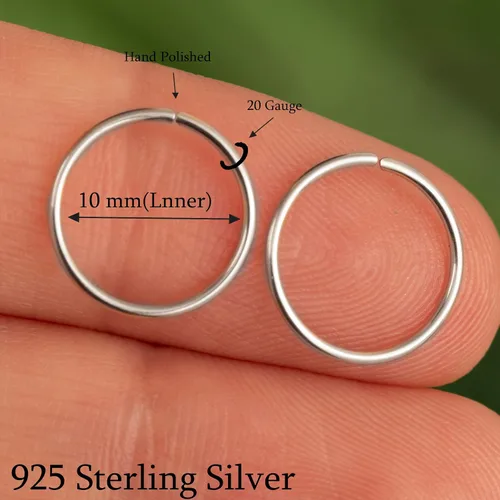 Miniatura 78 de Aretes de aro de oro de plata – Aretes de aro para mujer, dos piezas de aros de plata fina rellenos de oro, aro de hélice, anillo de tragus, aro