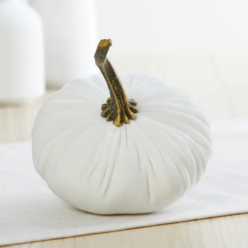 Miniatura 5 de Juego de 4 pequeñas calabazas de franela de terciopelo y algodón, decoración a cuadros de búfalo blanco y negro, estantes de calabaza negra