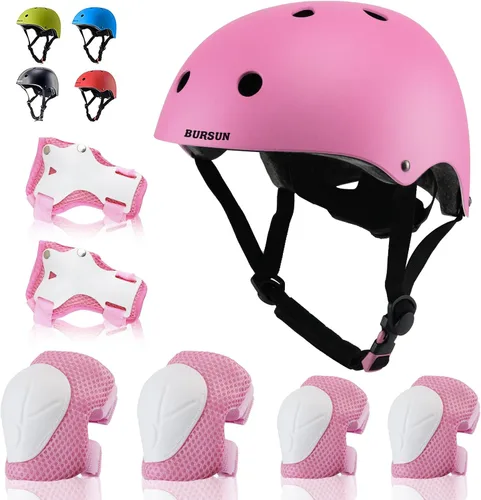 Miniatura 9 de Conjunto de casco de bicicleta para niños, casco ajustable para niños pequeños de 2 a 8 años con rodilleras, coderas y muñequeras Casco