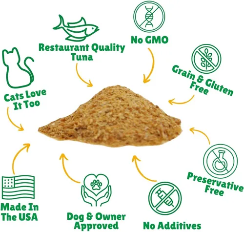 Miniatura 2 de Lucky Premium - Gránulos de atún – Decoración de comida para perros hecha con atún real, condimento para añadir sabor a cada comida (16 onzas)