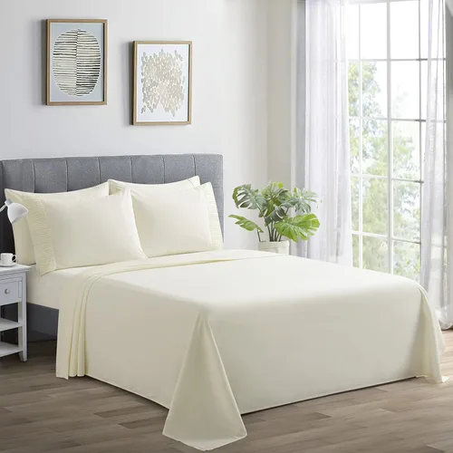 Miniatura 20 de Marina Decoration Juego de sábanas de 4 piezas ultra suave y sedoso de rayón sólido de bambú para todas las estaciones, con 2 fundas de almohada