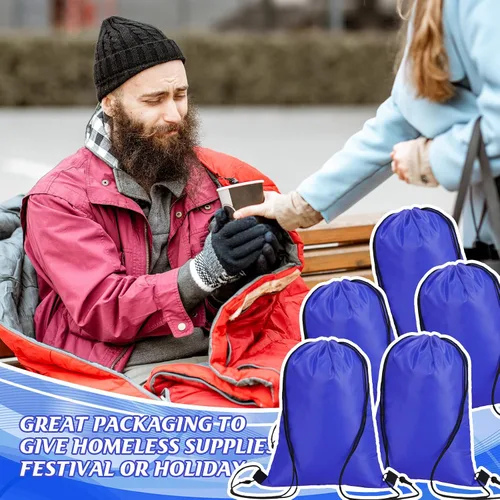 Miniatura 6 de Roowest 200 piezas de mochila deportiva con cordón ajustable, bolsas de cordón para fiestas, para mujeres, hombres, viajes al gimnasio, Azul marino