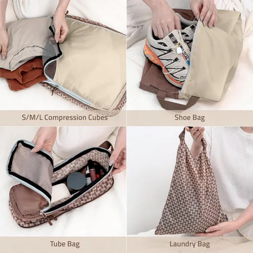Miniatura 4 de Oriday Juego de 8 cubos de compresión para accesorios de viaje, bolsas expandibles para ropa, artículos de tocador, mochilas, elementos esenciales