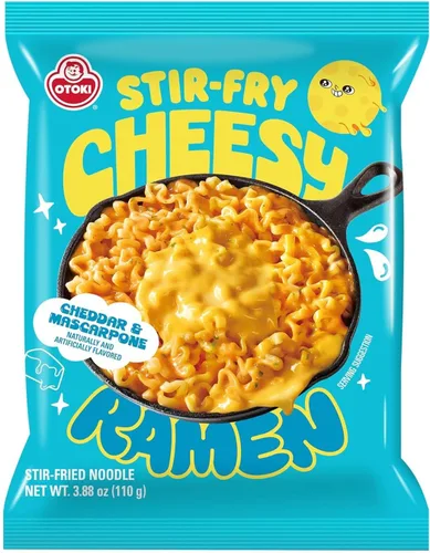 Ramen con queso – Mac & Cheese Meets Ramen | Cheddar y Mascarpone | Estilo salteado | 3.88 oz Paquete de 4