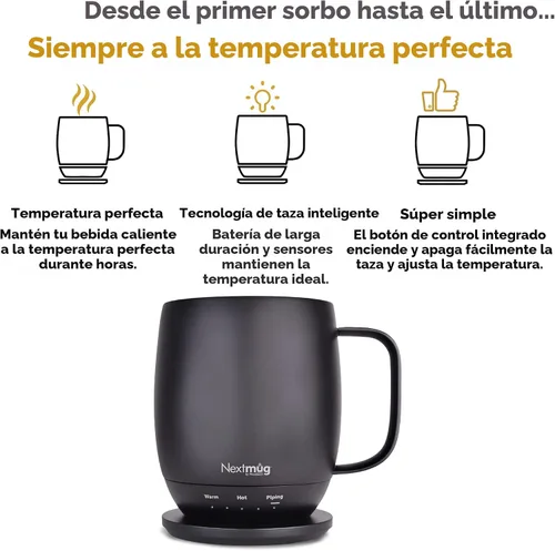 Miniatura 2 de Nextmug - Taza de café autocalentable con control de temperatura (negro, 14 onzas)