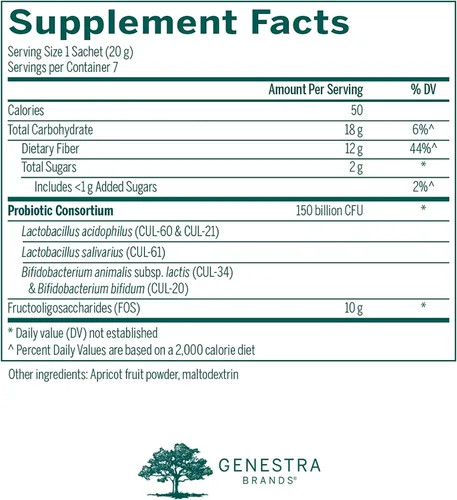 Miniatura 2 de Genestra Brands HMF Replete Fórmula probiótica para apoyar la flora intestinal saludable 7 sobres