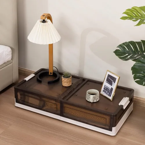 Miniatura 6 de Contenedores de almacenamiento de plástico para debajo de la cama, 58 cuartos de galón / 14.5 galones con tapa y 8 ruedas enrollables, plegables