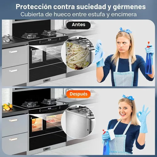 Miniatura 7 de 2 cubiertas para huecos para encimera de estufa de cocina, protector de huecos de acero inoxidable, kit de molduras para estufa, protectores