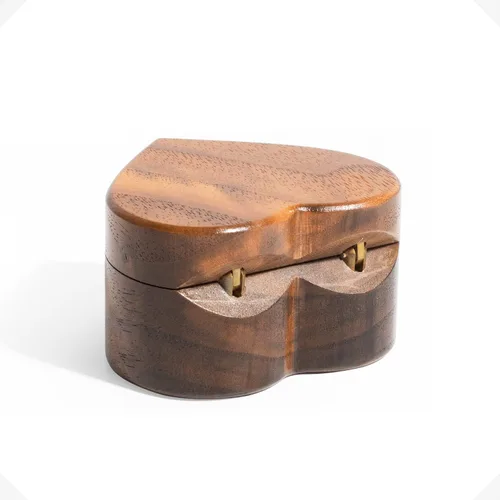Miniatura 5 de Caja de anillo de madera de nogal en forma de corazón, organizador de pecho de joyería, aretes, moneda, caja de presentación de madera, caja