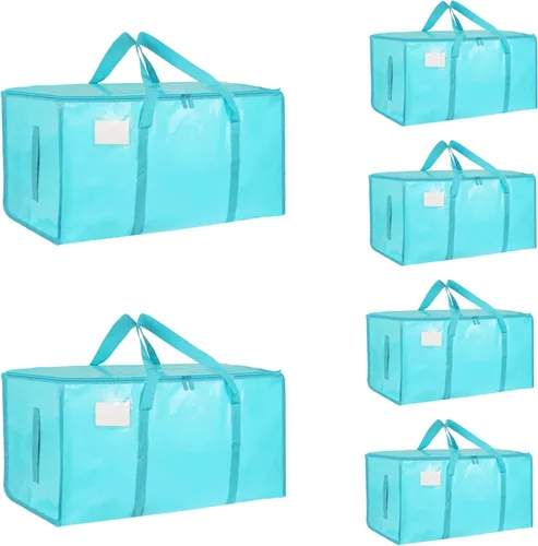 Miniatura 19 de Paquete de 4 bolsas de mudanza extra grandes y resistentes, bolsas de almacenamiento impermeables con asas y cremalleras, plegables para dormitorio