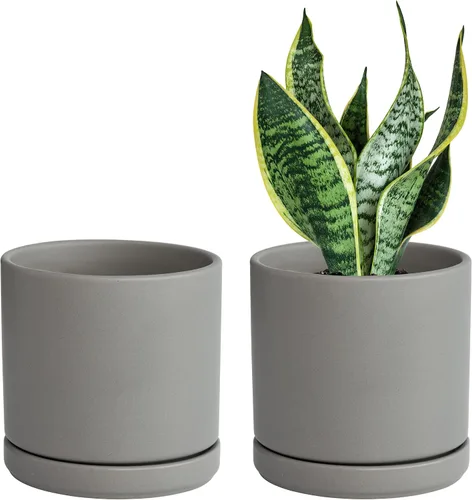 Miniatura 33 de D'vine Dev - Juego de 2 macetas de plantas de 3.5 pulgadas, maceta de cerámica para plantas con agujero de drenaje y platillo, negra, 94-V-A-2